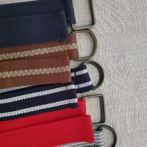 THESE FIVE BELTS. UNISEX. FITS BETWEEN SIZES 10 TO 16. BOY/GIRL.
